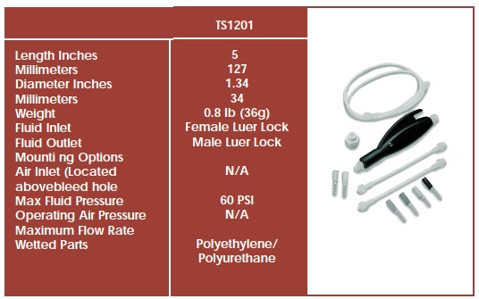 TS1201 pinch tube pen valve flow rates