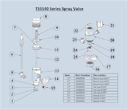 TS5540 Spray Valve Round Air Cap 0.028" T1000569